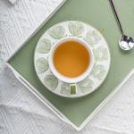 Sustainable Nordic Style Printed Flower Ceramic Coffee Cup And Saucer 200ml