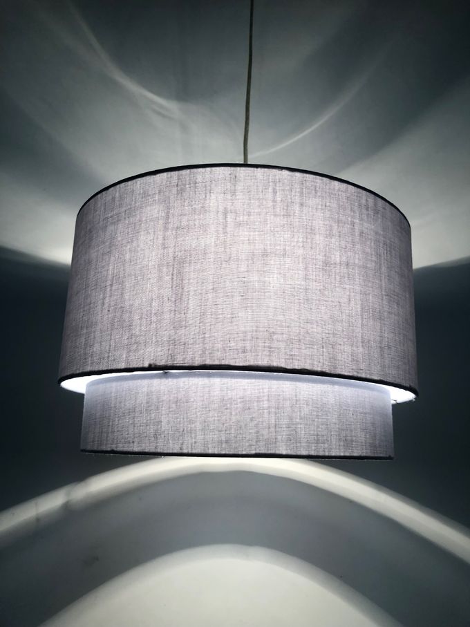 TC 3 Layer Hardback Lamp Shade Gray Linen Collapsible for Ceiling