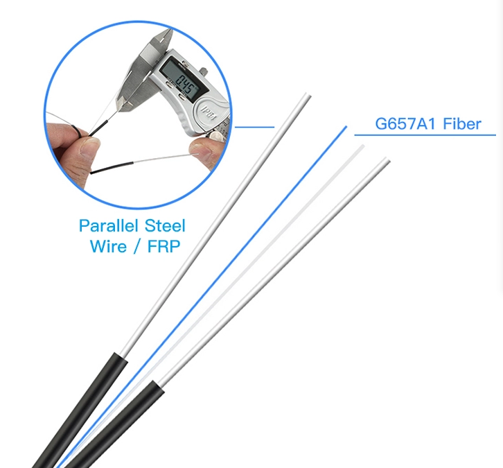 Steel Messenger Core 2 Core 4 Core G657A1 FTTH Drop Cable