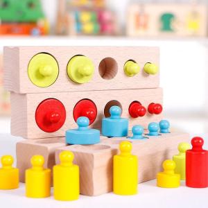 Quality 3cm Sensory Cylinder Socket Montessori Knobbed Cylinder Blocks Preschool wholesale