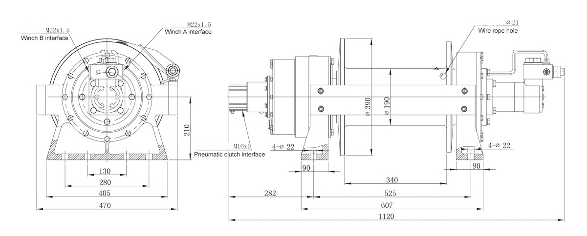 10 Ton 22000lbs Hydraulic Powered Winch 10000KG