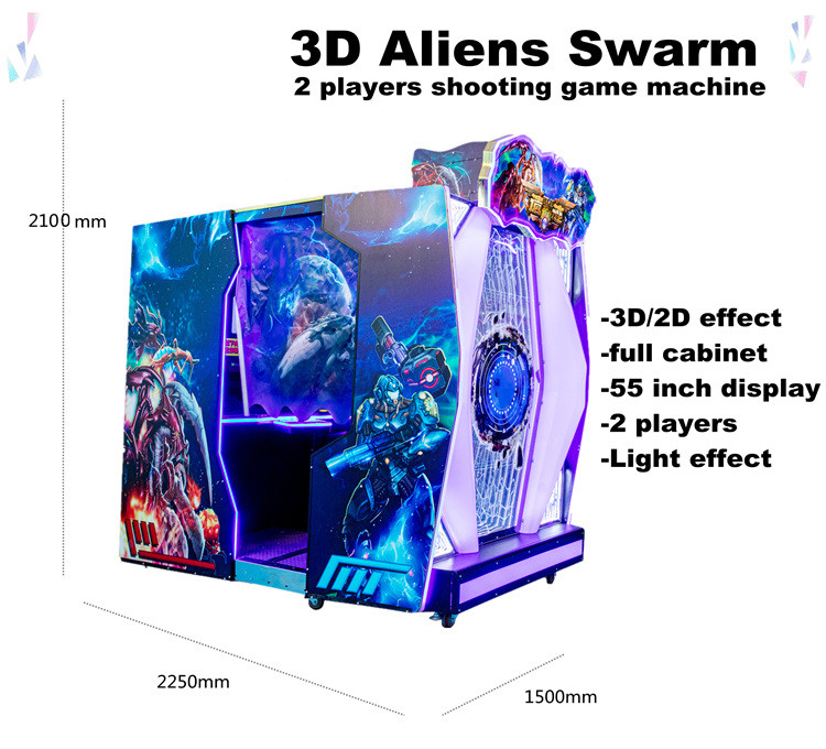 Self Developed 3d Shooting Arcade Game Machine 2 Players 4d Aliens Swarm Shooting Game
