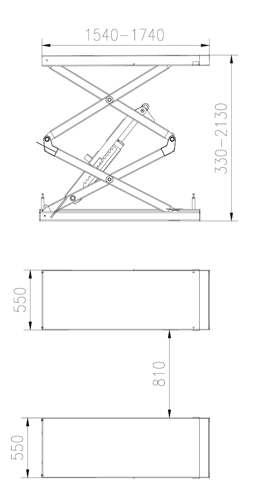 3.5T Small Car Scissor Lift For Car Repair Shop