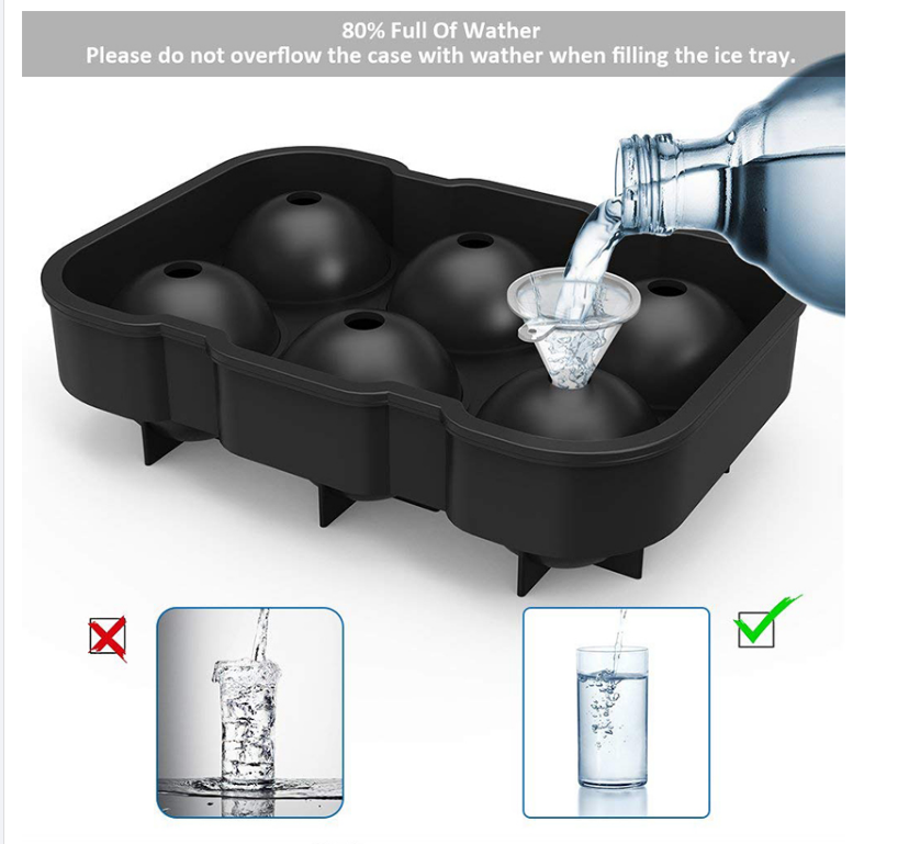 Ice Cream Makers Stocked 6 Cavity Food Grade Silicone Ice Cube Ball Tray Mold With Lid