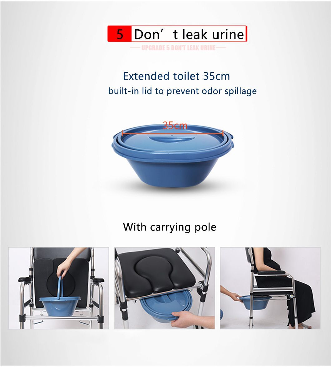 for Seniors, Heavy Duty Aluminum Toilet Wheelchair with Locking Wheels