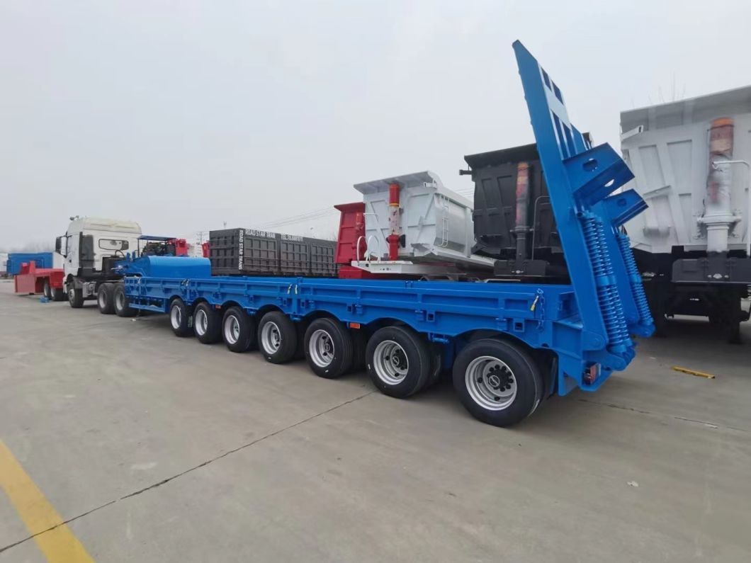 Factory Price 3 /4axles Lowbed Semi Truck Semi Trailer 80 Tons Payload Trailers for Sale