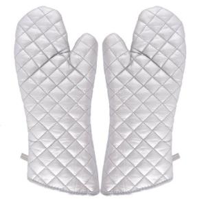 Quality Silver Plated Cotton Heatproof Oven Gloves Soft Thickened Plain Design wholesale