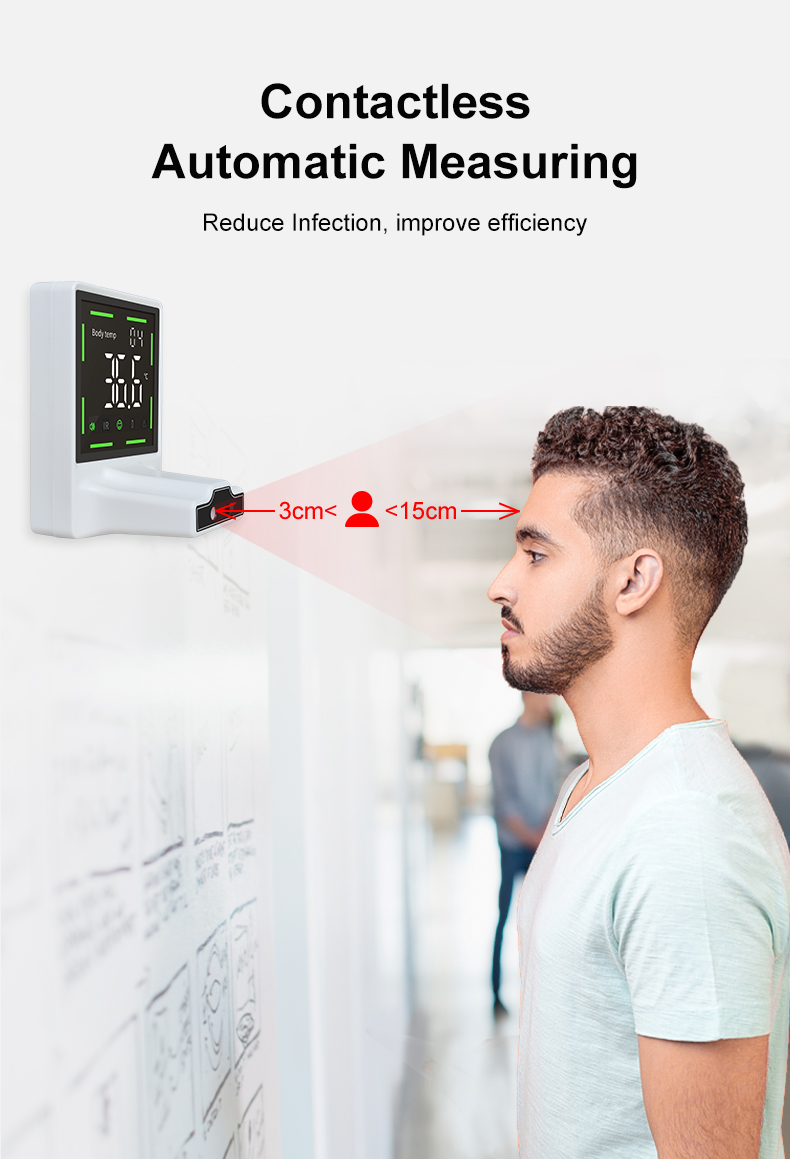 Wall Mounted Human Body Thermometer with Temperature Unit °C/°F and Measuring Time ≤2s