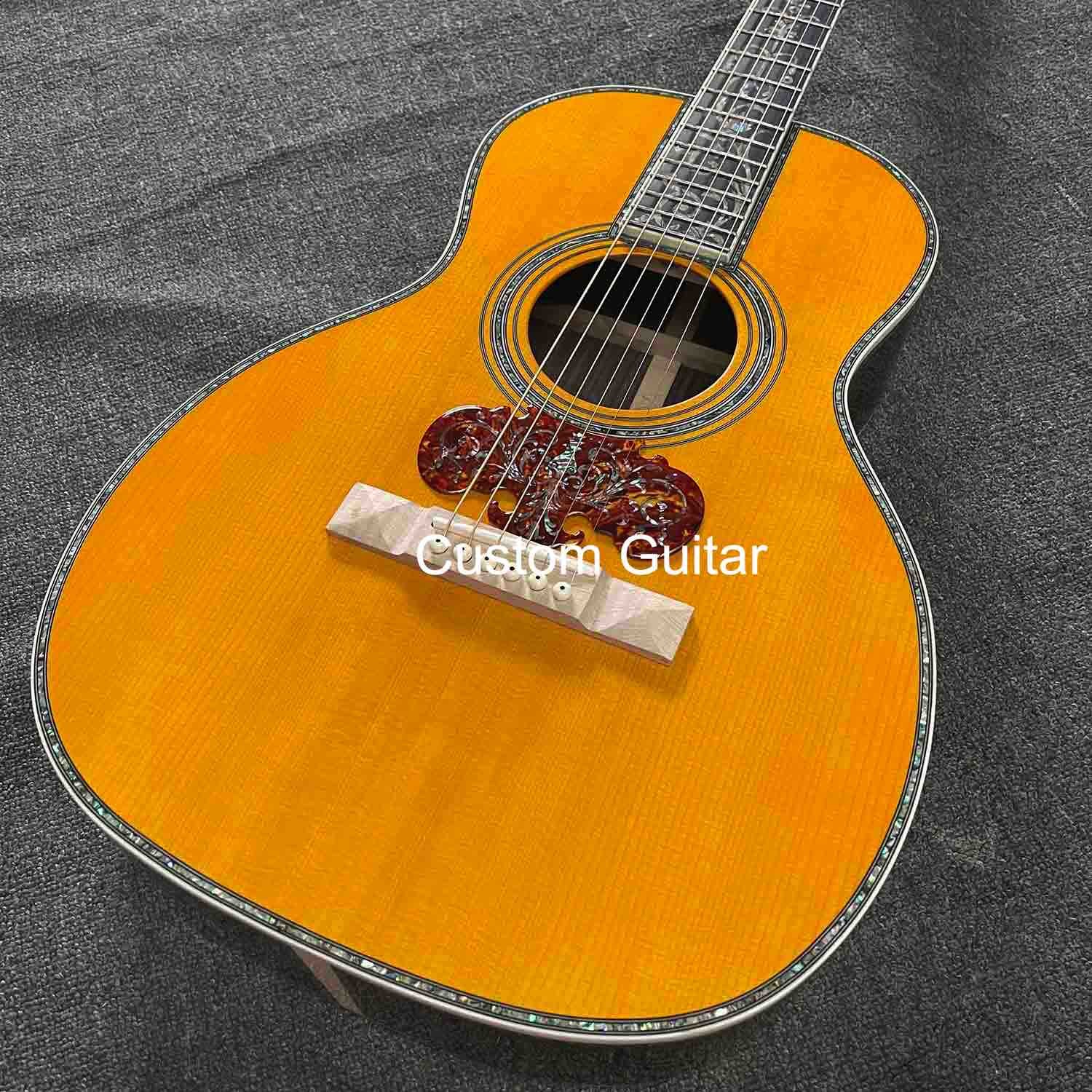 6 strings custom OEM solid wood acoustic OO guitar 38 inch body ebony bridge