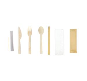 Quality Disposable Bamboo Cutlery Biodegradable Cutlery Set With Napkin And Toothpick wholesale