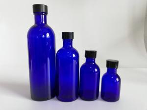 Quality Blue Glass Makeup Bottles , Foundation Empty Cosmetic Packaging Bottles wholesale
