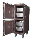 Durable Brown Double Compartment Insulated Food Pan Transport Cart