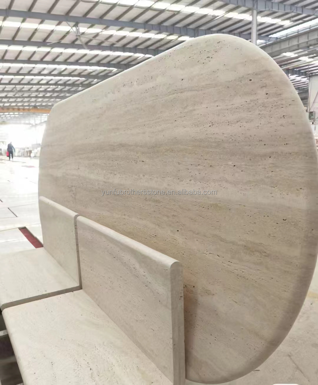 Hotel Marble Travertine Slab Polished Dining Table Modern Natural Stone Oval Furniture