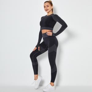 Quality Knitted Womens Seamless Workout Sets High Elastic Two Piece Workout Sets Long Sleeve wholesale