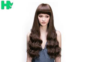 Quality Natural Looking Young Girl Wave Brown Wig With Bangs 26 Inch Length wholesale