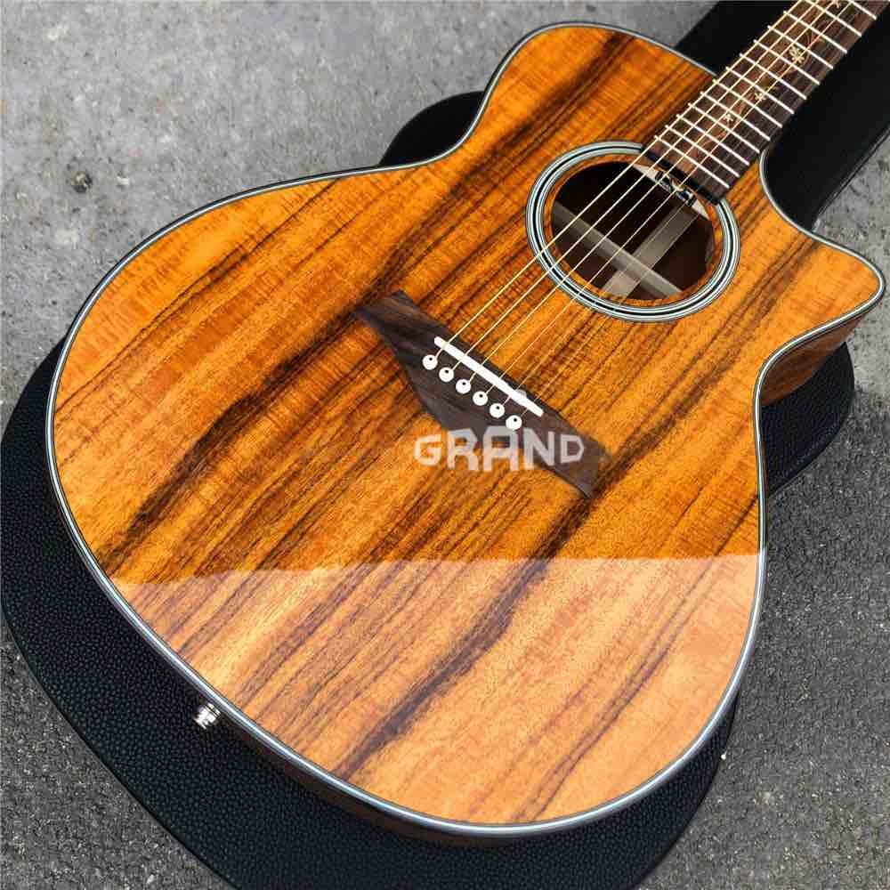 Top Quality Cutaway K24c Natural Koa wood acoustic guitar,Factory Custom 41 inch k24 Koa classic guitar,Free shipping
