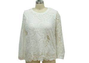 Quality Fashionable Dressy Ladies Casual T Shirts White Long Sleeve Lace Top OEM Service wholesale