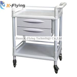 Quality ISO 13485 Two Shelf Medical Trolley Cart Four Steel Pipes wholesale