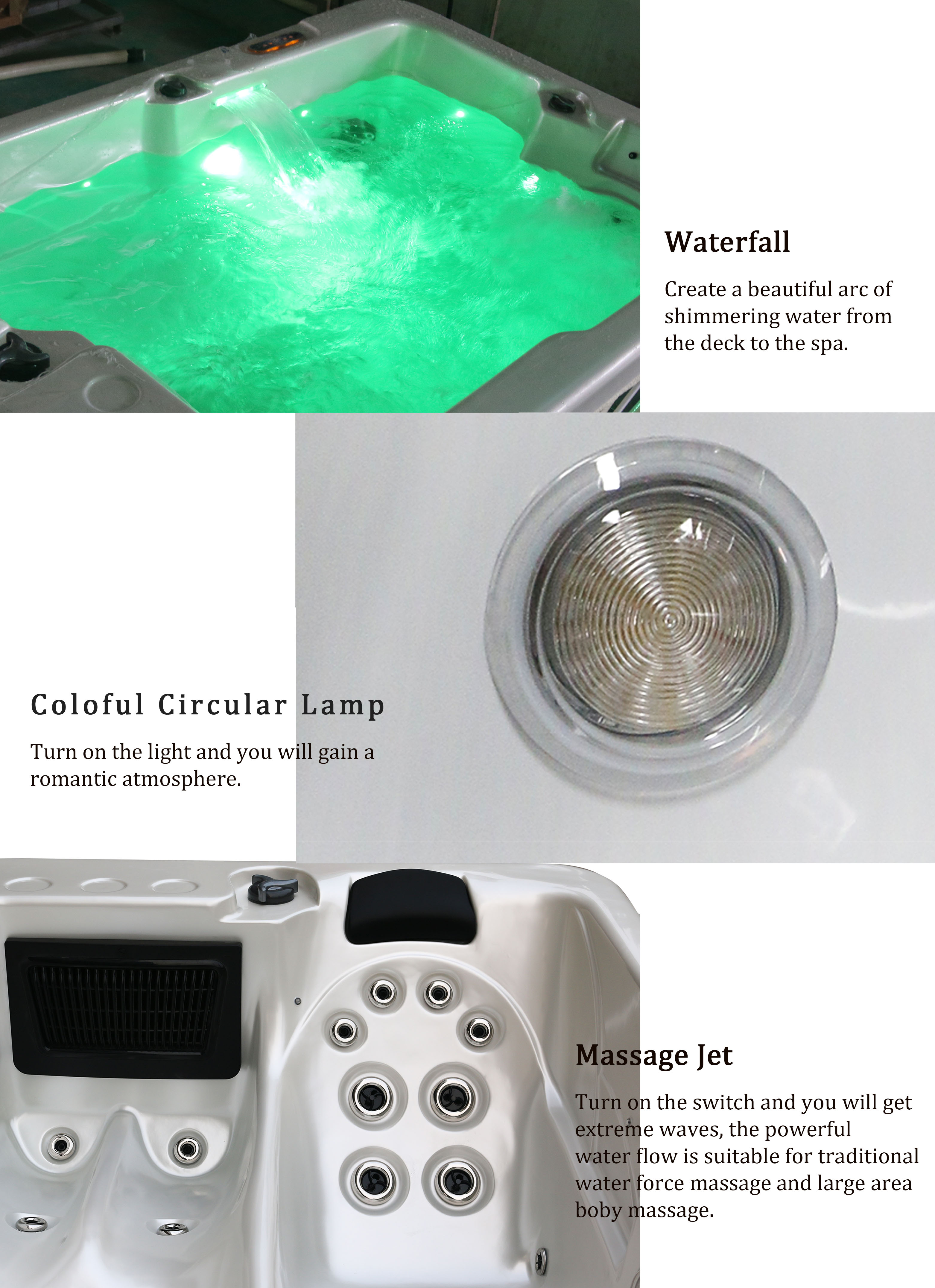 2 Lounge Acrylic Outdoor Spa Hot Tub Hotel Indoor Massage Bathtub