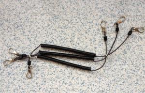 Quality Good Strong Stainless Steel Spiral Lanyard Plastic Coated with Metal Thumb Trigger on Each End wholesale