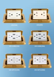 Computer Charging Pop Up Floor Socket Brass Panel GFCI Socket Outlet