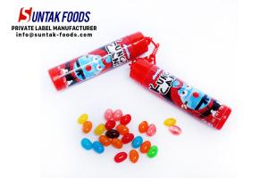 Quality OEM Novelty Candy Toys Nun Chucks Container with Assorted Fruit Jelly Bean wholesale