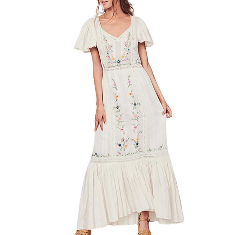 2023 Summer Holiday New Women Casual Short Sleeve Maxi Dresses Fancy Beach Loose Button Stripe Long Lady Dress