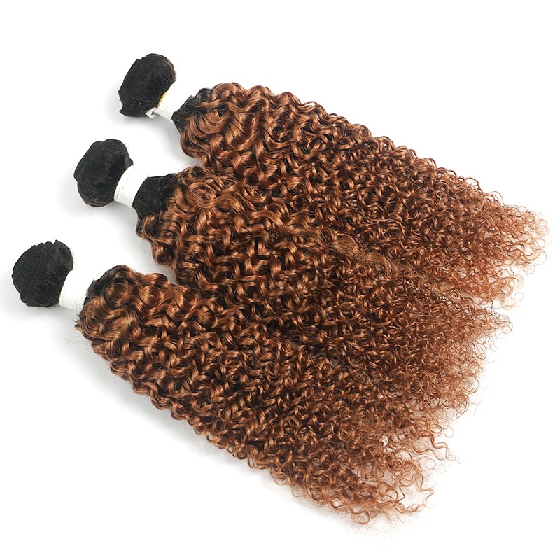 #T1B/30 Kinky Curly Remy Human Hair Bundles Sew In Weave Bundles Brazilian Bundle Deals