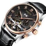 KINYUED Men's business waterproof automatic wrist watches fashion hollow
