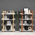 Four Tier Wooden Storage Rack White MDF Panel Modern Style W80*D30*H120CM