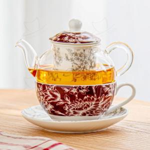 Quality Sustainable Drinkware Type Glass Teapot Ceramic Tea Set Ideal Valentine'S Day Gift wholesale