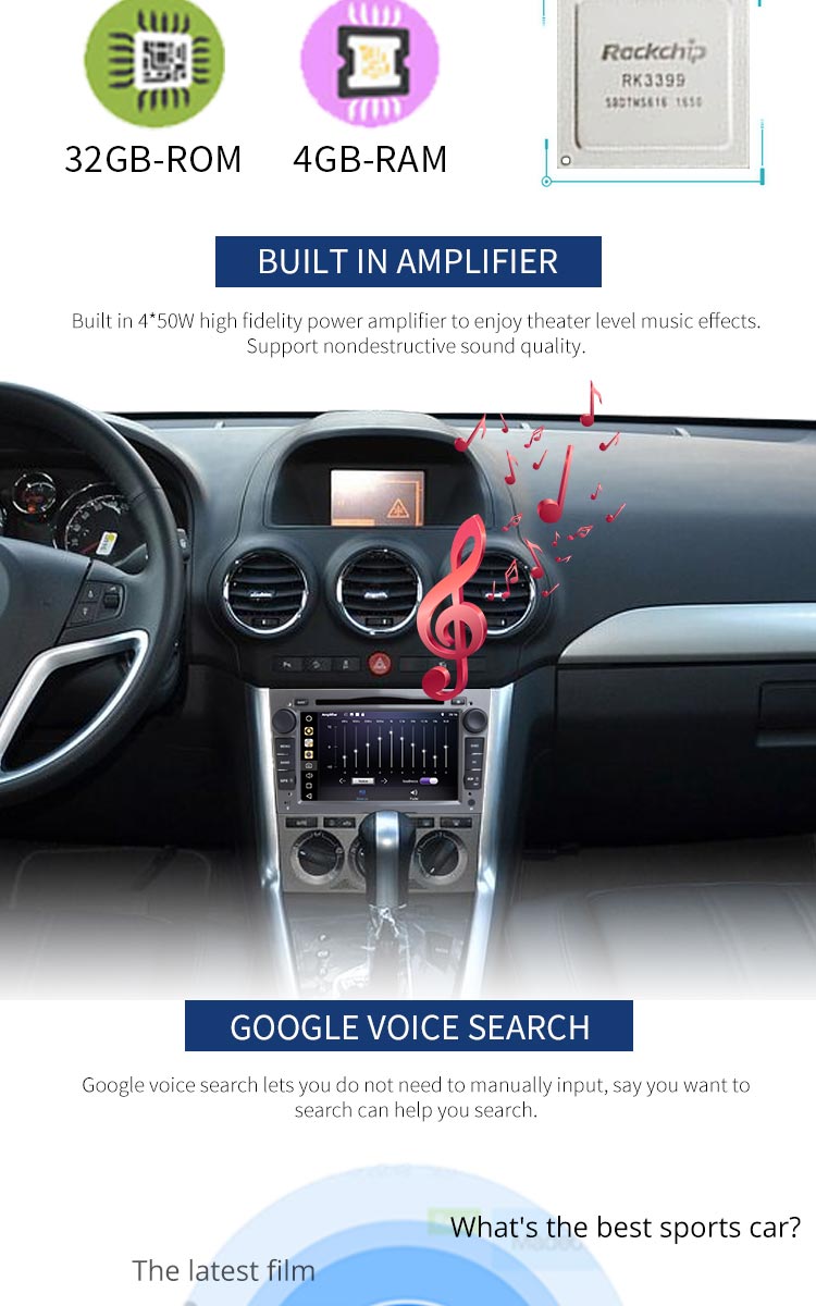 Android 8.1 Opel Car Radio HMDI Output Double Din With Black Grey Silver Frame