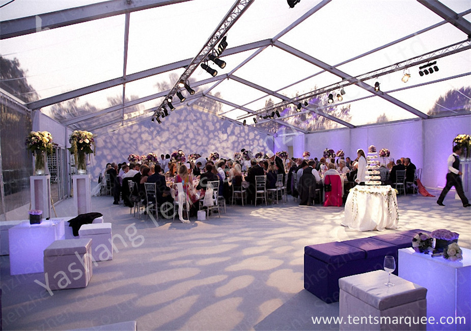 12m Wide Transparent Glass Wall Outside Luxury Wedding Tents Aluminium Frame Tents