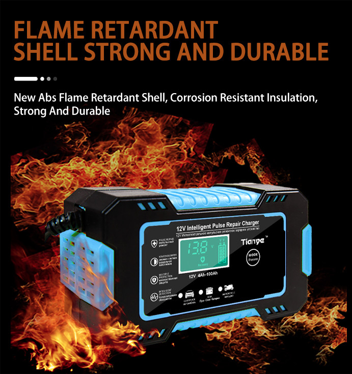 12V 24V AGM GEL Battery Intelligent Pulse Repair Charger Portable