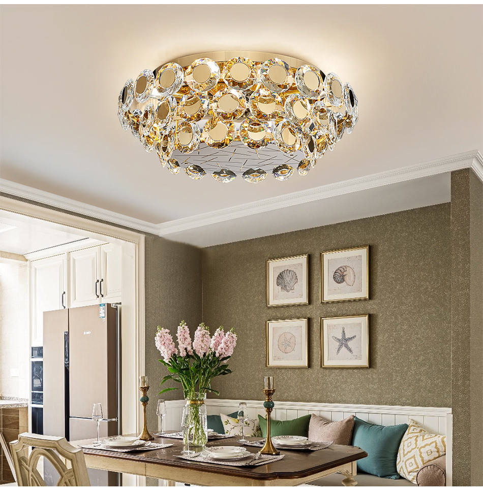 Modern LED Crystal Chandelier Luxury Gold Lustres round chandelier crystal lighting(WH-CA-73)