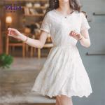 Lady new model fashion lace embroidery frock modern lady short fat women girls