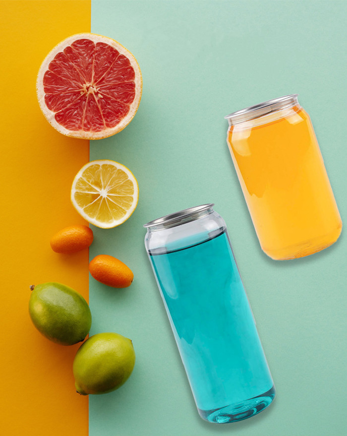 Plastic Beverage Juice Milk Soft Drink Cans 500ml With Aluminum Easy Open Ends