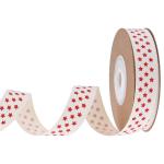 15mm*3y Christmas Gift Ribbon Printed White Cotton Ribbon For Presents