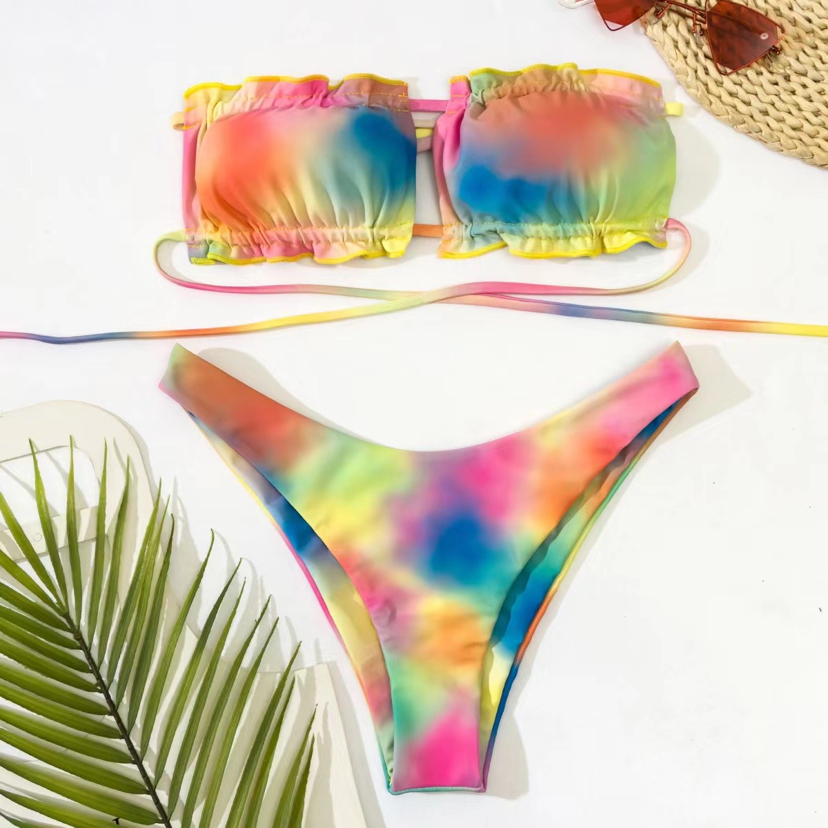 Sexy Chain Swimming Suits Bikini Drawstring Elegant Sexy Bathing Suits For Women pink square shape bikini UPF50++ summer