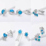 Multicolor Small Gold Plated Sterling Opal Jewelry Stud Earrings for Women