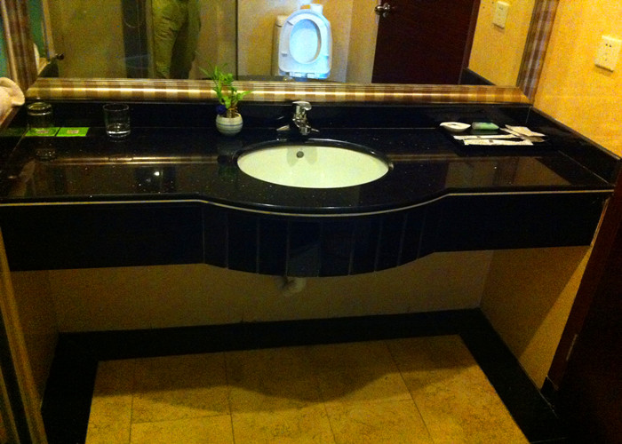 Black Galaxy Granite Prefab Vanity Tops High Polish With Single Sink