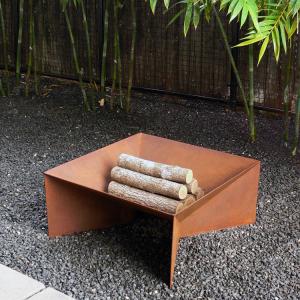 Quality Square Shape Wood Burning Corten Steel Fire Pit 3mm Thickness wholesale