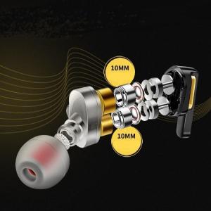 Quality In ear wire controlled wired headset double moving ring with mic HIFI mobile phone headset wholesale