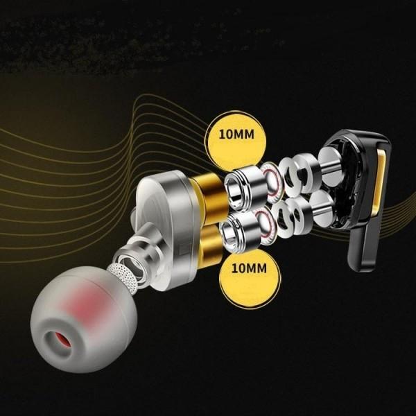 In ear wire controlled wired headset double moving ring with mic HIFI mobile