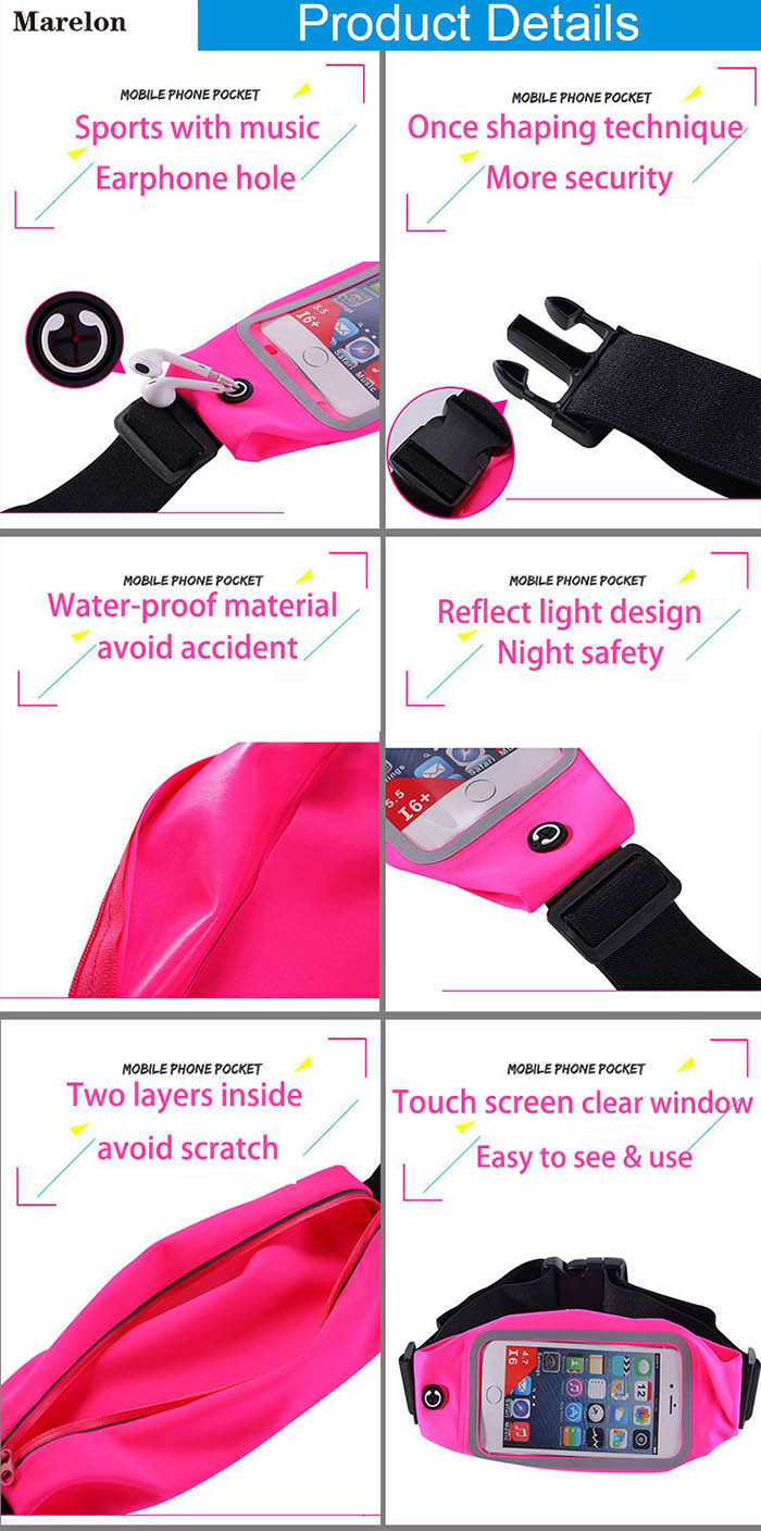 Lycra Fabric Running Waist Pack High Sensitive Screen For Outdoor Sports