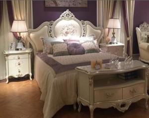 Quality Apartment Flat Upholstered King Size Bed French Style Bedroom Furniture Sets wholesale