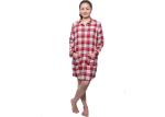 Long Sleeve Woman Cotton Y / D Check Flannel Pyjamas With Lurex Sleepwear