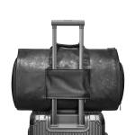 Black PU Leather Oxford Cloth Travel Duffle Bag Accept Customized Logo