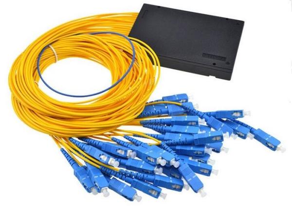 Low PDL Stable 1X16 PLC Splitter , 900um Steel Tube Type Fiber Optic Coupler