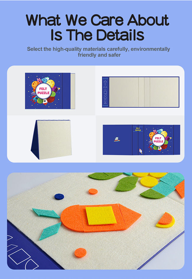 9 Basic Felt Geometric Shape Puzzles Creative Thinking Felt Animal Stickers CMYK Printing 2